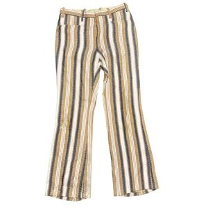 Great Western Garment Striped Flare Trousers in Tan, White, and Gray